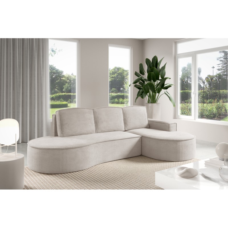 "MOLLY Right-Hand Corner Sofa with Sleep Function, Freestanding CURIO 02 White Fabric" "MOLLY Right-Hand Corner Sofa with Sleep Function, Freestanding CURIO 02 White Fabric"