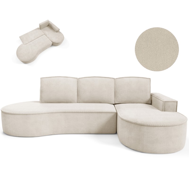 MOLLY Right-Hand Corner Sofa with Sleep Function, Free-Standing in CURIO 09 Beige Fabric MOLLY Right-Hand Corner Sofa with Sleep Function, Free-Standing in CURIO 09 Beige Fabric