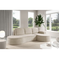 MOLLY Right-Hand Corner Sofa with Sleep Function, Free-Standing in CURIO 09 Beige Fabric MOLLY Right-Hand Corner Sofa with Sleep Function, Free-Standing in CURIO 09 Beige Fabric