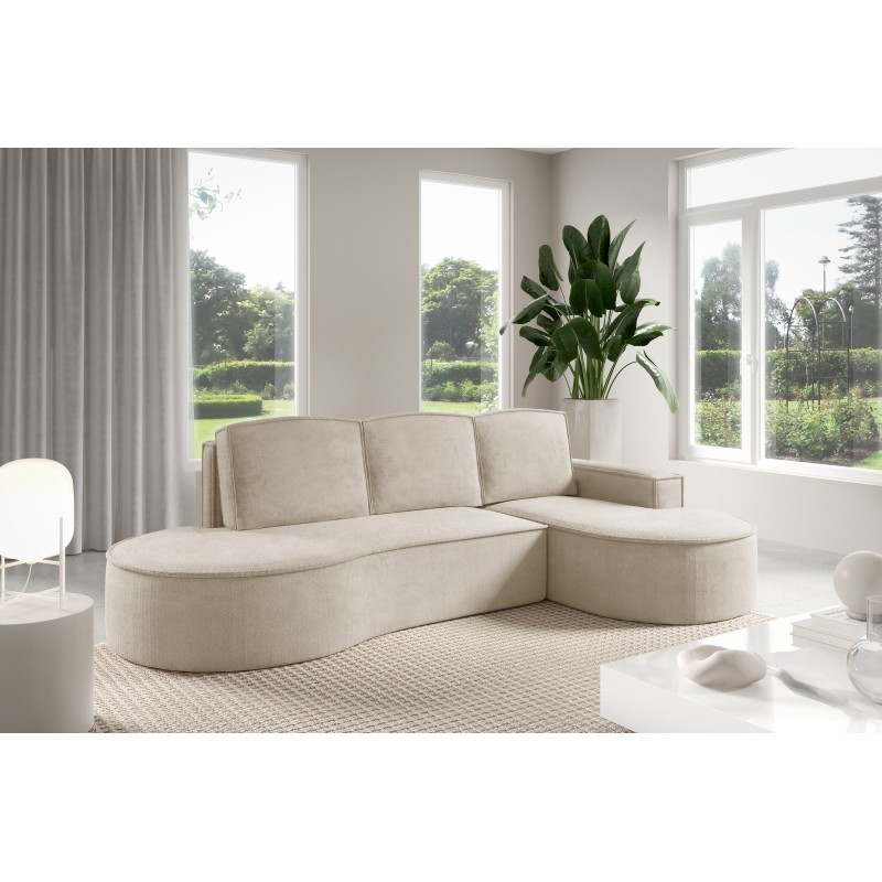 MOLLY Right-Hand Corner Sofa with Sleep Function, Free-Standing in CURIO 09 Beige Fabric MOLLY Right-Hand Corner Sofa with Sleep Function, Free-Standing in CURIO 09 Beige Fabric