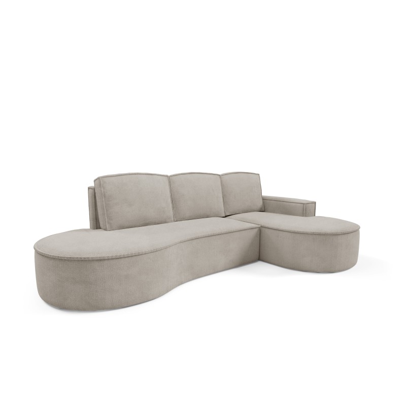 MOLLY Right-Hand Corner Sofa with Sleep Function, Free-Standing in CURIO 11 Ash Grey Fabric