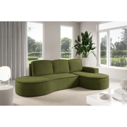 "MOLLY Right-Sided Corner Sofa with Sleep Function, Free-Standing in CURIO 39 Green Fabric" "MOLLY Right-Sided Corner Sofa with Sleep Function, Free-Standing in CURIO 39 Green Fabric"
