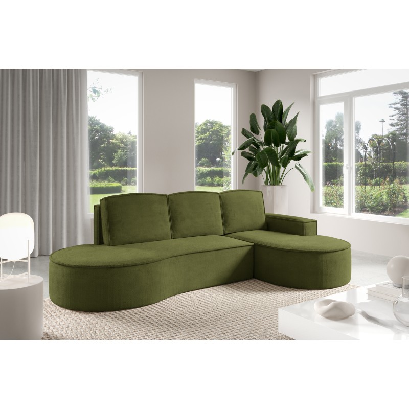"MOLLY Right-Sided Corner Sofa with Sleep Function, Free-Standing in CURIO 39 Green Fabric" "MOLLY Right-Sided Corner Sofa with Sleep Function, Free-Standing in CURIO 39 Green Fabric"