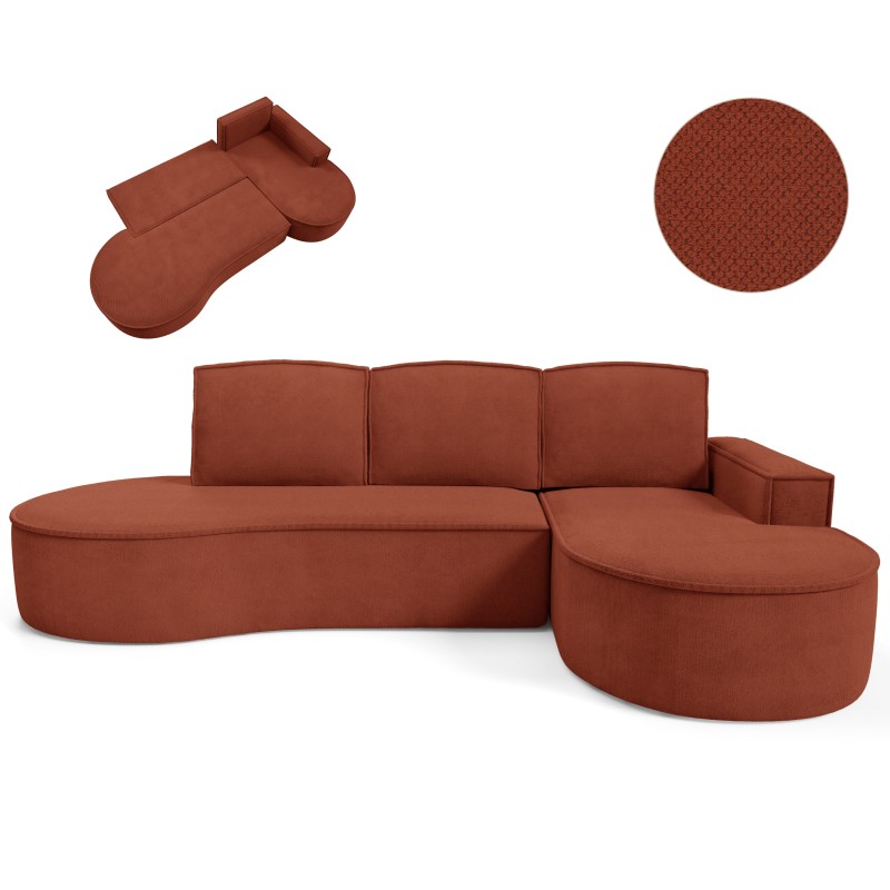 "MOLLY Right-Hand Corner Sofa with Sleep Function, Freestanding in CURIO 55 Brown Fabric" "MOLLY Right-Hand Corner Sofa with Sleep Function, Freestanding in CURIO 55 Brown Fabric"