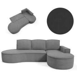 MOLLY Right-Hand Corner Sofa with Sleep Function, Freestanding in CURIO 97 Grey Fabric MOLLY Right-Hand Corner Sofa with Sleep Function, Freestanding in CURIO 97 Grey Fabric