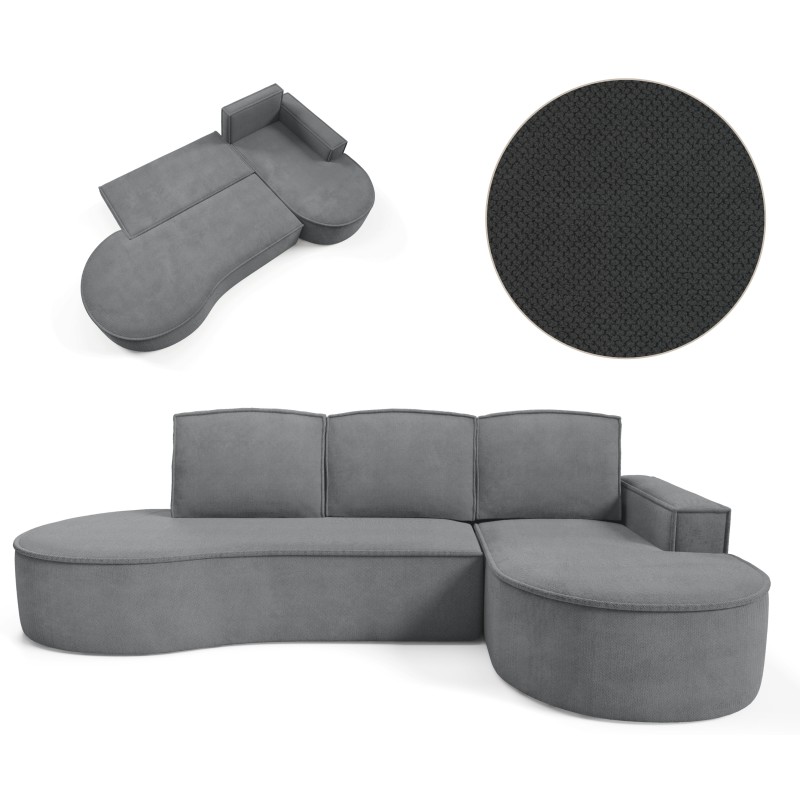 MOLLY Right-Hand Corner Sofa with Sleep Function, Freestanding in CURIO 97 Grey Fabric MOLLY Right-Hand Corner Sofa with Sleep Function, Freestanding in CURIO 97 Grey Fabric