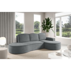 MOLLY Right-Hand Corner Sofa with Sleep Function, Freestanding in CURIO 97 Grey Fabric MOLLY Right-Hand Corner Sofa with Sleep Function, Freestanding in CURIO 97 Grey Fabric