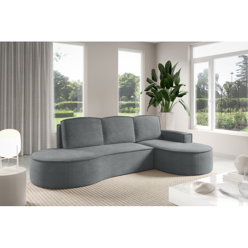 MOLLY Right-Hand Corner Sofa with Sleep Function, Freestanding in CURIO 97 Grey Fabric MOLLY Right-Hand Corner Sofa with Sleep Function, Freestanding in CURIO 97 Grey Fabric