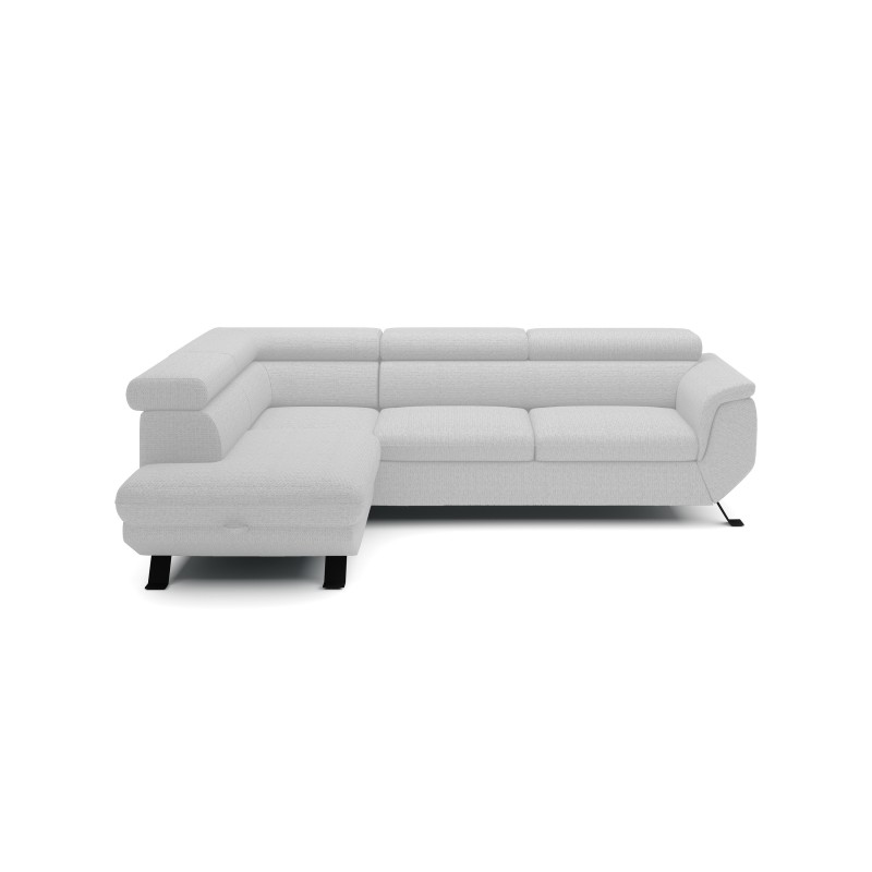 RAVEN L Left-Sided Free-Standing Corner Sofa with Sleep Function in ARAGON 01 White Fabric - VERSAILLES Edition RAVEN L Left-Sided Free-Standing Corner Sofa with Sleep Function in ARAGON 01 White Fabric - VERSAILLES Edition