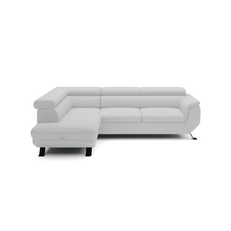 RAVEN L Left-Sided Free-Standing Corner Sofa with Sleep Function in ARAGON 01 White Fabric - VERSAILLES Edition