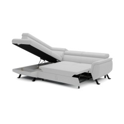RAVEN L Left-Sided Free-Standing Corner Sofa with Sleep Function in ARAGON 01 White Fabric - VERSAILLES Edition RAVEN L Left-Sided Free-Standing Corner Sofa with Sleep Function in ARAGON 01 White Fabric - VERSAILLES Edition