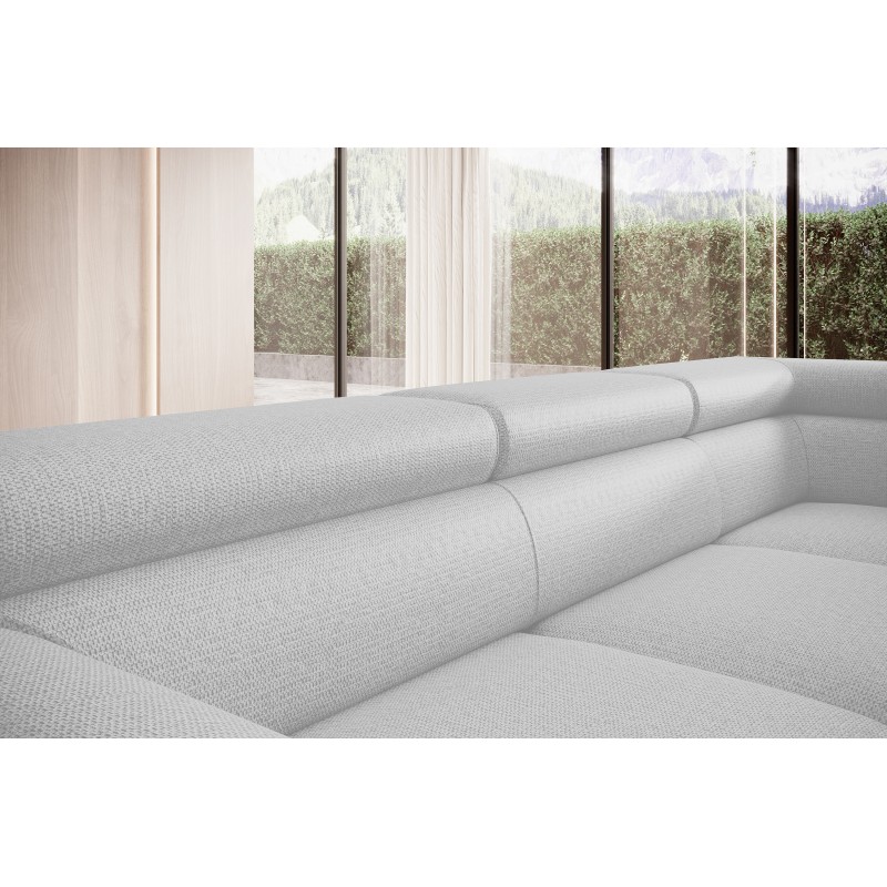 RAVEN L Left-Sided Free-Standing Corner Sofa with Sleep Function in ARAGON 01 White Fabric - VERSAILLES Edition RAVEN L Left-Sided Free-Standing Corner Sofa with Sleep Function in ARAGON 01 White Fabric - VERSAILLES Edition