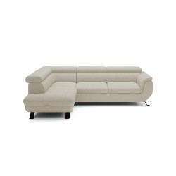 RAVEN L Left-Handed Free-Standing Corner Sofa with Sleep Function in ARAGON 03 Beige Fabric - VERSAILLES Edition