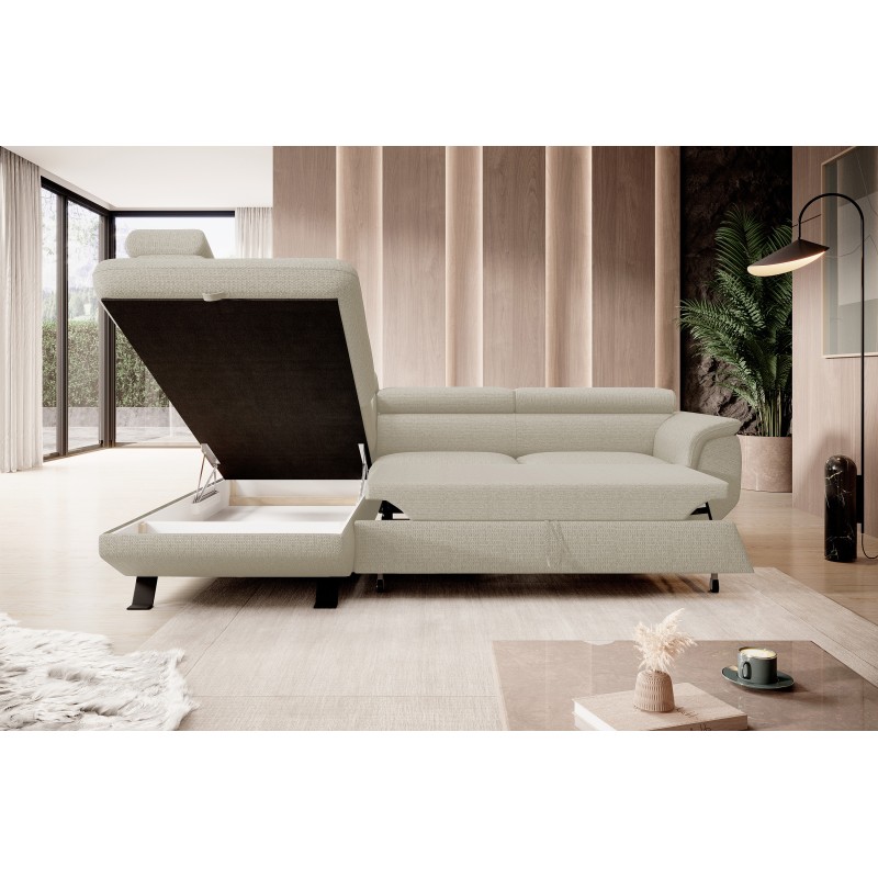 RAVEN L Left-Handed Free-Standing Corner Sofa with Sleep Function in ARAGON 03 Beige Fabric - VERSAILLES Edition RAVEN L Left-Handed Free-Standing Corner Sofa with Sleep Function in ARAGON 03 Beige Fabric - VERSAILLES Edition