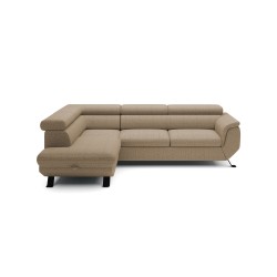 RAVEN L Left-Handed Free-Standing Corner Sofa with Sleep Function in ARAGON 14 Cappuccino Fabric - WERSAL Edition