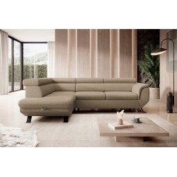 RAVEN L Left-Handed Free-Standing Corner Sofa with Sleep Function in ARAGON 14 Cappuccino Fabric - WERSAL Edition RAVEN L Left-Handed Free-Standing Corner Sofa with Sleep Function in ARAGON 14 Cappuccino Fabric - WERSAL Edition