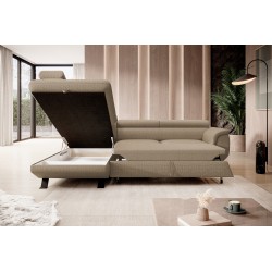 RAVEN L Left-Handed Free-Standing Corner Sofa with Sleep Function in ARAGON 14 Cappuccino Fabric - WERSAL Edition RAVEN L Left-Handed Free-Standing Corner Sofa with Sleep Function in ARAGON 14 Cappuccino Fabric - WERSAL Edition