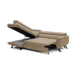 RAVEN L Left-Handed Free-Standing Corner Sofa with Sleep Function in ARAGON 14 Cappuccino Fabric - WERSAL Edition RAVEN L Left-Handed Free-Standing Corner Sofa with Sleep Function in ARAGON 14 Cappuccino Fabric - WERSAL Edition