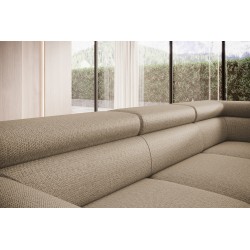 RAVEN L Left-Handed Free-Standing Corner Sofa with Sleep Function in ARAGON 14 Cappuccino Fabric - WERSAL Edition RAVEN L Left-Handed Free-Standing Corner Sofa with Sleep Function in ARAGON 14 Cappuccino Fabric - WERSAL Edition