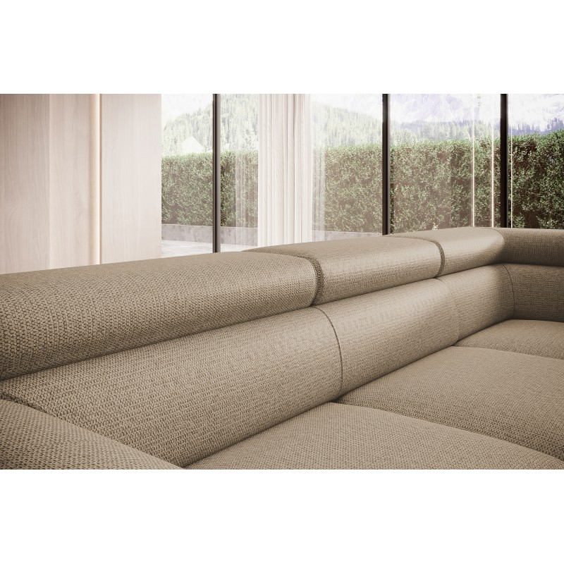 RAVEN L Left-Handed Free-Standing Corner Sofa with Sleep Function in ARAGON 14 Cappuccino Fabric - WERSAL Edition RAVEN L Left-Handed Free-Standing Corner Sofa with Sleep Function in ARAGON 14 Cappuccino Fabric - WERSAL Edition