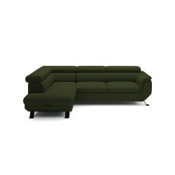 RAVEN L Left-Handed Freestanding Corner Sofa with Sleep Function in ARAGON 39 Dark Green Fabric by WERSAL