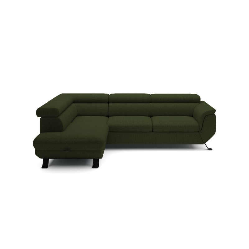 RAVEN L Left-Handed Freestanding Corner Sofa with Sleep Function in ARAGON 39 Dark Green Fabric by WERSAL RAVEN L Left-Handed Freestanding Corner Sofa with Sleep Function in ARAGON 39 Dark Green Fabric by WERSAL