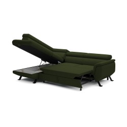 RAVEN L Left-Handed Freestanding Corner Sofa with Sleep Function in ARAGON 39 Dark Green Fabric by WERSAL RAVEN L Left-Handed Freestanding Corner Sofa with Sleep Function in ARAGON 39 Dark Green Fabric by WERSAL