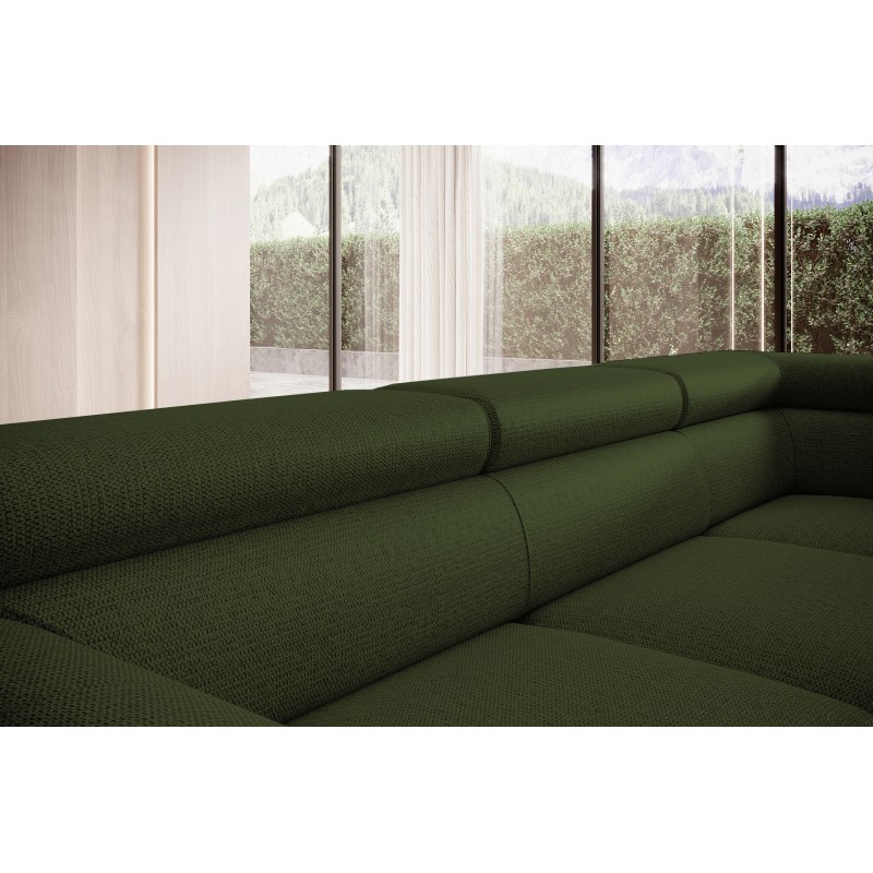 RAVEN L Left-Handed Freestanding Corner Sofa with Sleep Function in ARAGON 39 Dark Green Fabric by WERSAL RAVEN L Left-Handed Freestanding Corner Sofa with Sleep Function in ARAGON 39 Dark Green Fabric by WERSAL