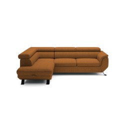 RAVEN L Left-hand Free-standing Corner Sofa with Sleeping Function in ARAGON 56 Brown Fabric - VERSAILLES Edition