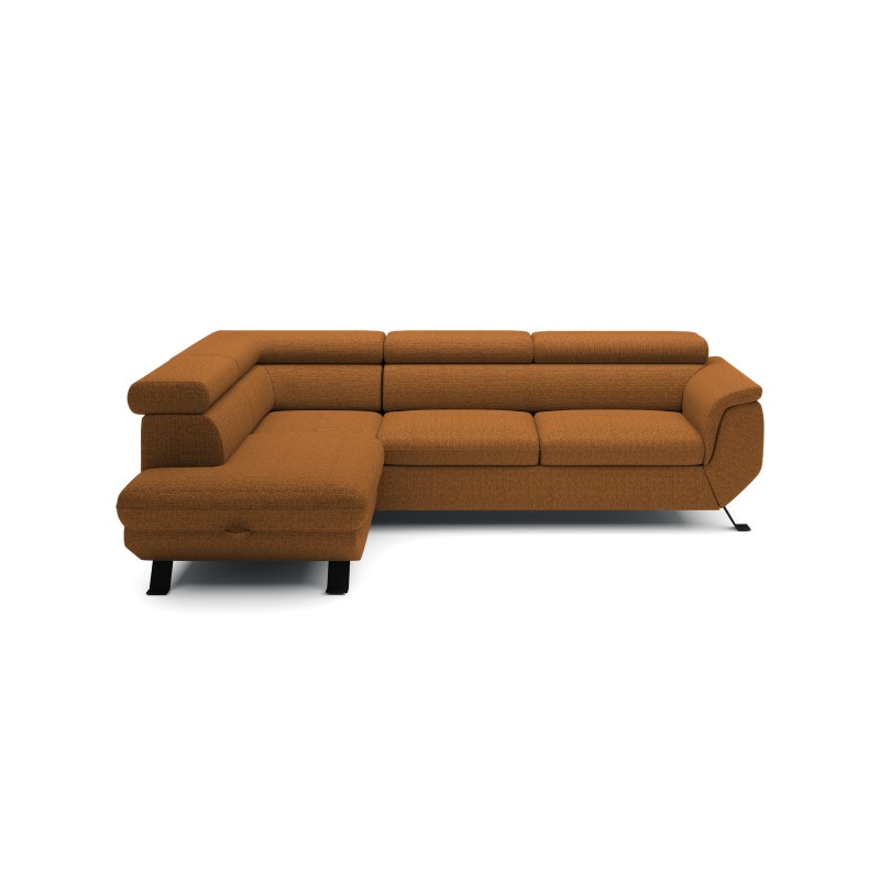 RAVEN L Left-hand Free-standing Corner Sofa with Sleeping Function in ARAGON 56 Brown Fabric - VERSAILLES Edition