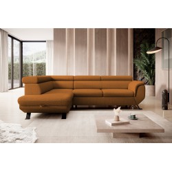 RAVEN L Left-hand Free-standing Corner Sofa with Sleeping Function in ARAGON 56 Brown Fabric - VERSAILLES Edition RAVEN L Left-hand Free-standing Corner Sofa with Sleeping Function in ARAGON 56 Brown Fabric - VERSAILLES Edition
