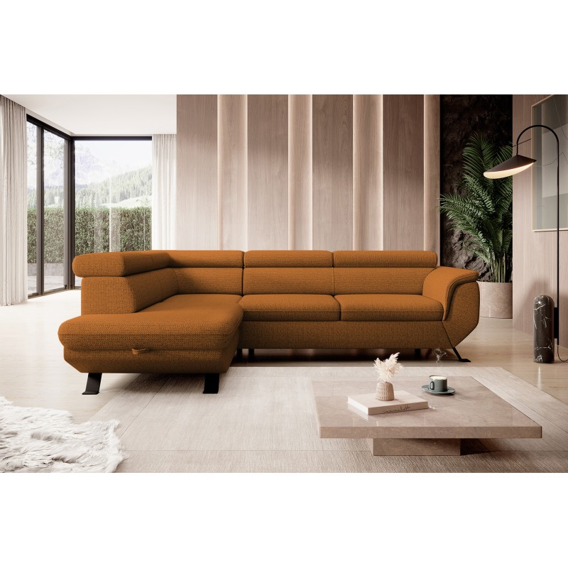 RAVEN L Left-hand Free-standing Corner Sofa with Sleeping Function in ARAGON 56 Brown Fabric - VERSAILLES Edition RAVEN L Left-hand Free-standing Corner Sofa with Sleeping Function in ARAGON 56 Brown Fabric - VERSAILLES Edition