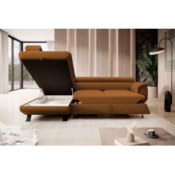 RAVEN L Left-hand Free-standing Corner Sofa with Sleeping Function in ARAGON 56 Brown Fabric - VERSAILLES Edition RAVEN L Left-hand Free-standing Corner Sofa with Sleeping Function in ARAGON 56 Brown Fabric - VERSAILLES Edition