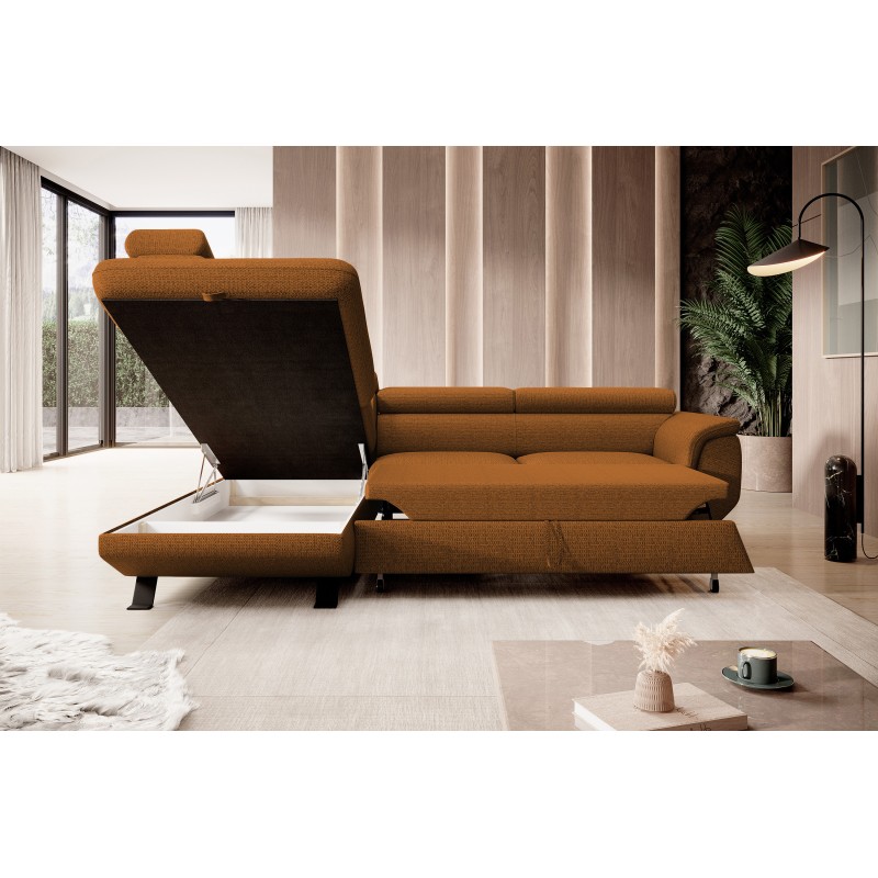 RAVEN L Left-hand Free-standing Corner Sofa with Sleeping Function in ARAGON 56 Brown Fabric - VERSAILLES Edition RAVEN L Left-hand Free-standing Corner Sofa with Sleeping Function in ARAGON 56 Brown Fabric - VERSAILLES Edition