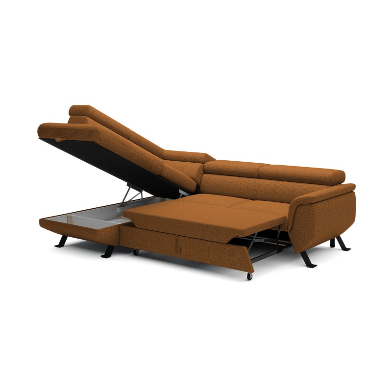 RAVEN L Left-hand Free-standing Corner Sofa with Sleeping Function in ARAGON 56 Brown Fabric - VERSAILLES Edition RAVEN L Left-hand Free-standing Corner Sofa with Sleeping Function in ARAGON 56 Brown Fabric - VERSAILLES Edition