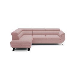RAVEN L Left-Handed Free-Standing Corner Sofa with Sleep Function in ARAGON 62 Powder Pink Fabric - VERSAILLES Edition