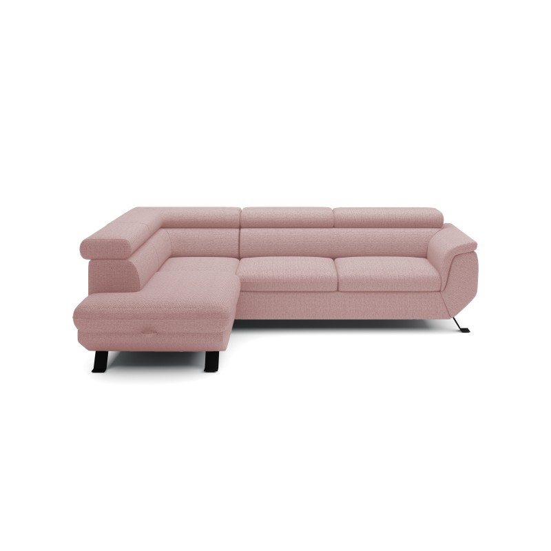RAVEN L Left-Handed Free-Standing Corner Sofa with Sleep Function in ARAGON 62 Powder Pink Fabric - VERSAILLES Edition RAVEN L Left-Handed Free-Standing Corner Sofa with Sleep Function in ARAGON 62 Powder Pink Fabric - VERSAILLES Edition