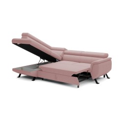 RAVEN L Left-Handed Free-Standing Corner Sofa with Sleep Function in ARAGON 62 Powder Pink Fabric - VERSAILLES Edition RAVEN L Left-Handed Free-Standing Corner Sofa with Sleep Function in ARAGON 62 Powder Pink Fabric - VERSAILLES Edition