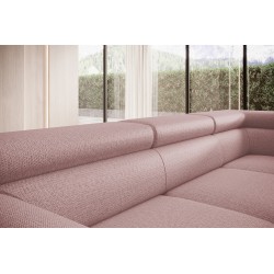 RAVEN L Left-Handed Free-Standing Corner Sofa with Sleep Function in ARAGON 62 Powder Pink Fabric - VERSAILLES Edition RAVEN L Left-Handed Free-Standing Corner Sofa with Sleep Function in ARAGON 62 Powder Pink Fabric - VERSAILLES Edition