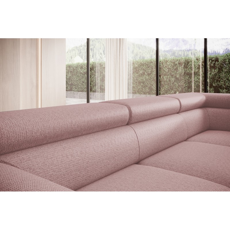 RAVEN L Left-Handed Free-Standing Corner Sofa with Sleep Function in ARAGON 62 Powder Pink Fabric - VERSAILLES Edition RAVEN L Left-Handed Free-Standing Corner Sofa with Sleep Function in ARAGON 62 Powder Pink Fabric - VERSAILLES Edition