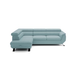 RAVEN Left-Handed Standalone Corner Sofa with Sleep Function in Light Blue ARAGON 70 Fabric - VERSAILLES Edition