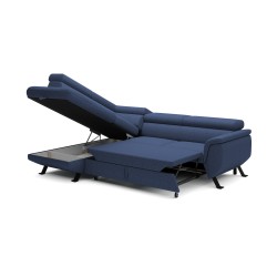RAVEN L Left-Handed Free-Standing Corner Sofa with Sleep Function in ARAGON 79 Blue Fabric by WERSAL RAVEN L Left-Handed Free-Standing Corner Sofa with Sleep Function in ARAGON 79 Blue Fabric by WERSAL