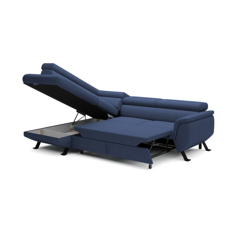 RAVEN L Left-Handed Free-Standing Corner Sofa with Sleep Function in ARAGON 79 Blue Fabric by WERSAL RAVEN L Left-Handed Free-Standing Corner Sofa with Sleep Function in ARAGON 79 Blue Fabric by WERSAL