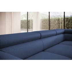 RAVEN L Left-Handed Free-Standing Corner Sofa with Sleep Function in ARAGON 79 Blue Fabric by WERSAL RAVEN L Left-Handed Free-Standing Corner Sofa with Sleep Function in ARAGON 79 Blue Fabric by WERSAL