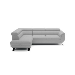 RAVEN L Left-Handed Free-Standing Corner Sofa with Sleep Function in ARAGON 83 Ash Gray Fabric by WERSAL
