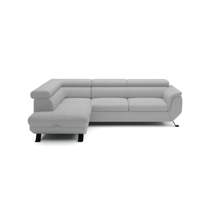 RAVEN L Left-Handed Free-Standing Corner Sofa with Sleep Function in ARAGON 83 Ash Gray Fabric by WERSAL