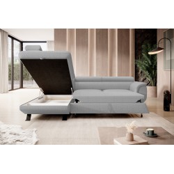 RAVEN L Left-Handed Free-Standing Corner Sofa with Sleep Function in ARAGON 83 Ash Gray Fabric by WERSAL RAVEN L Left-Handed Free-Standing Corner Sofa with Sleep Function in ARAGON 83 Ash Gray Fabric by WERSAL
