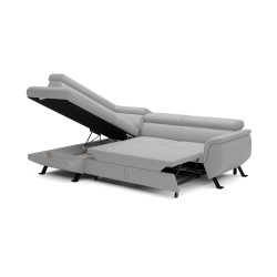 RAVEN L Left-Handed Free-Standing Corner Sofa with Sleep Function in ARAGON 83 Ash Gray Fabric by WERSAL RAVEN L Left-Handed Free-Standing Corner Sofa with Sleep Function in ARAGON 83 Ash Gray Fabric by WERSAL