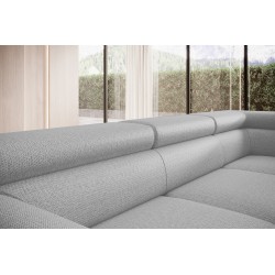 RAVEN L Left-Handed Free-Standing Corner Sofa with Sleep Function in ARAGON 83 Ash Gray Fabric by WERSAL RAVEN L Left-Handed Free-Standing Corner Sofa with Sleep Function in ARAGON 83 Ash Gray Fabric by WERSAL