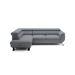 RAVEN L Left-Handed Free-Standing Corner Sofa with Sleep Function in ARAGON 93 Grey Fabric - VERSAILLES Edition